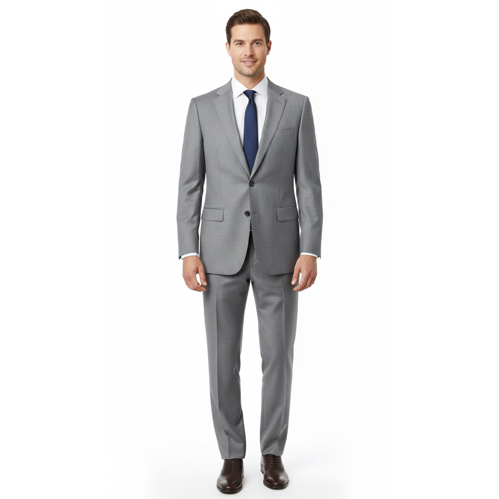 Suitsupply Napoli Gray Plaid Suit 40L 98 Vitale Barberis Canonico Wool Mens Slim